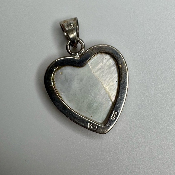 Sterling Silver MOP Heart Pendant Small Dainty Mother of Pearl 925 - Picture 5 of 9
